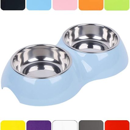 Large Stainless Steel Double Bowl ( Paws & Tails )