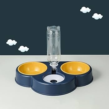 Cloud Shape Cat Food Bowl And Water Dispenser