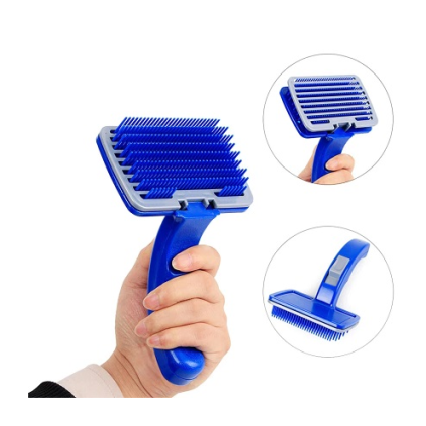 Push Button Pets Grooming Brush (Blue)