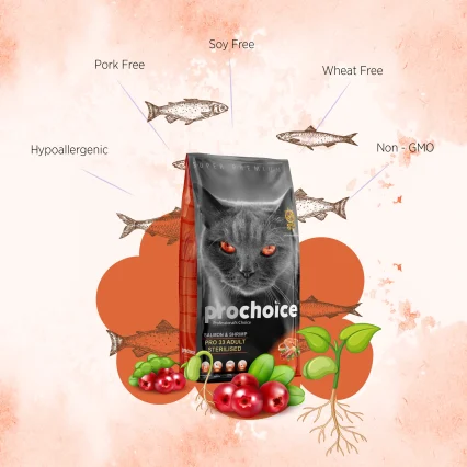 Prochoice Sterilised Adult Dry Cat Food-Salmon And Shrimp 2kg
