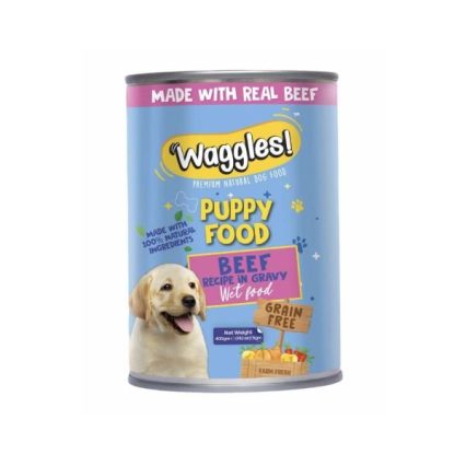 Waggles Puppy Canned Food-Beef In Gravy (400 g)