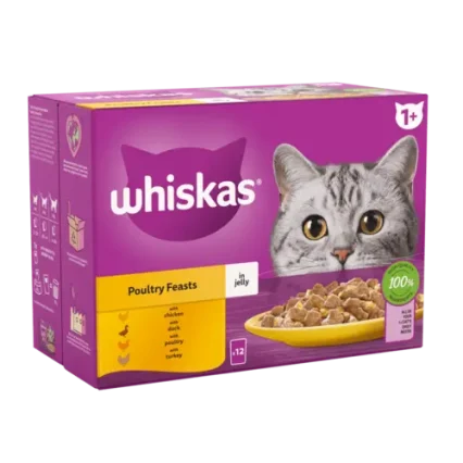 Whiskas 1+ Jelly in Poultry Feasts-1 Gravy box (12 Pouches)