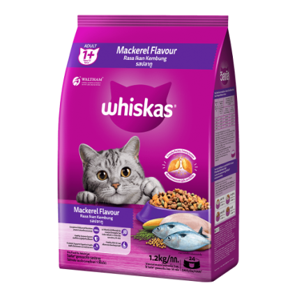 Whiskas 1+ Adult Dry Cat Food-Mackerel Flavour (3kg)
