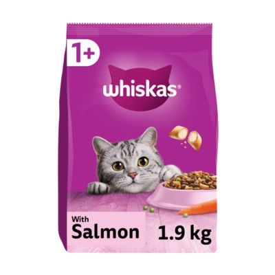 Whiskas 1+Adult Dry Cat Food-Salmon Flavour (1.9kg)